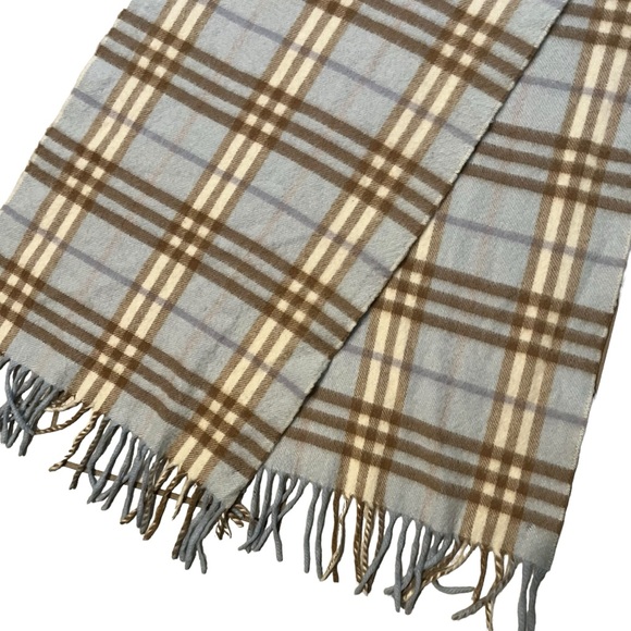 Burberry London Baby Blue Nova Check 100% Cashmere Scarf - Picture 6 of 13